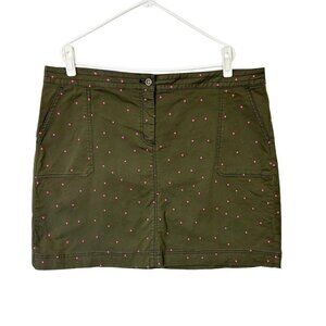 Boden Olive Green Skirt Womens Size 16‎ Pink Dot Mini